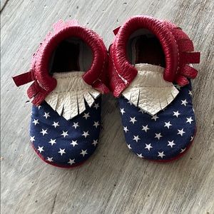 American flag leather moccasins